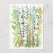 Aspen Trees Carved Heart White Bark Natuur Briefkaart (Voorkant)