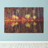 Aspen trees forest by the lake canvas afdruk (Insitu (Houten vloer))