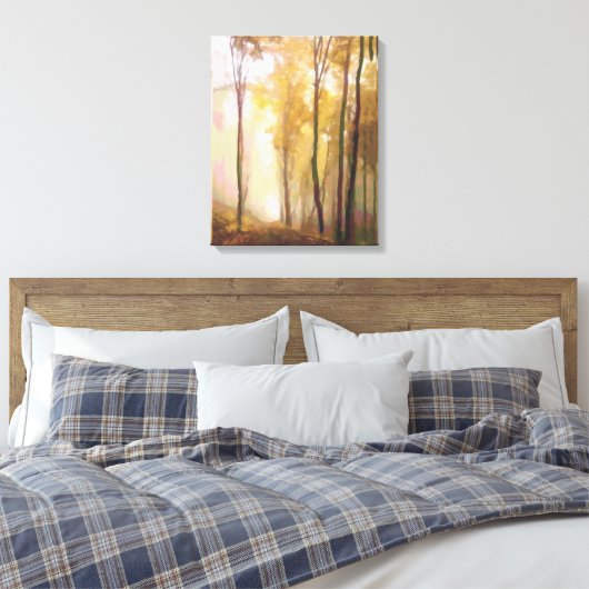 Aspen Trees in de Morning Mist Canvas Afdruk (Insitu (Slaapkamer))