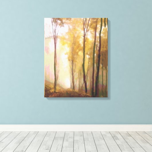 Aspen Trees in de Morning Mist Canvas Afdruk (Insitu (Houten vloer))