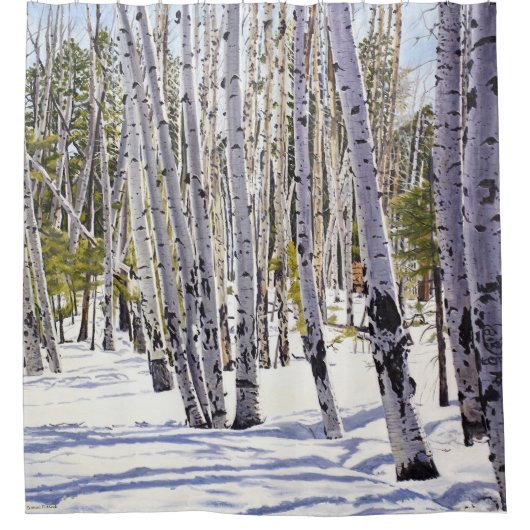 Aspen Trees in het bos Douchegordijn (Voorkant)