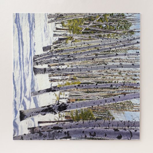 Aspen Trees in het bos Legpuzzel (Horizontaal)