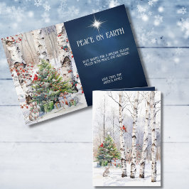 Aspen Trees in Winter with Christmas Tree Card Feestdagen Kaart