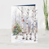 Aspen Trees in Winter with Christmas Tree Card Feestdagen Kaart (Voorkant)
