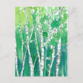 Aspen Trees Waterverf Emerald Green Art Briefkaart (Voorkant)
