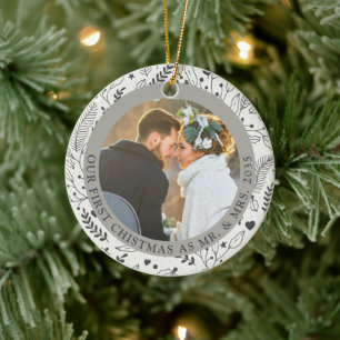 Aspen Winter Eerste kerst als meneer mevrouw bot Keramisch Ornament
