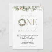 ASPEN Winter ONEderland 1st Birthday Uitnodiging (Voorkant)