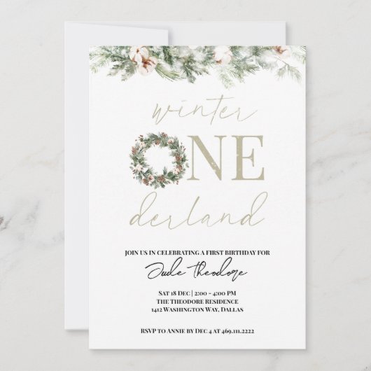 ASPEN Winter ONEderland 1st Birthday Uitnodiging (Voorkant)