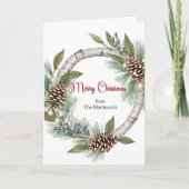Aspen Wreath with Pinecones Christmas Card Feestdagen Kaart (Voorkant)