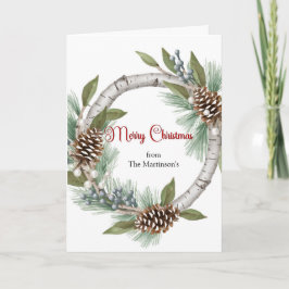 Aspen Wreath with Pinecones Christmas Card Feestdagen Kaart