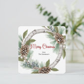 Aspen Wreath with Pinecones Christmas Card Feestdagenkaart (Staand voorkant)