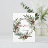 Aspen Wreath with Pinecones Christmas postcard Feestdagenkaart (Staand voorkant)