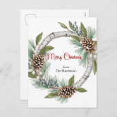 Aspen Wreath with Pinecones Christmas postcard Feestdagenkaart (Voorkant / Achterkant)