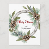 Aspen Wreath with Pinecones Christmas postcard Feestdagenkaart (Voorkant)