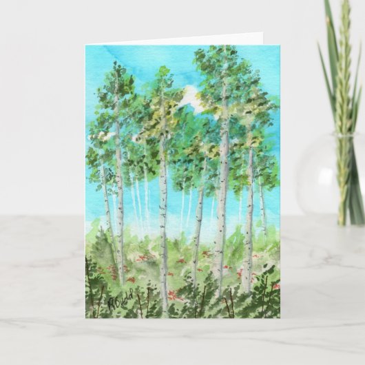 Aspenbomen in de namiddag bedankkaart (Voorkant)