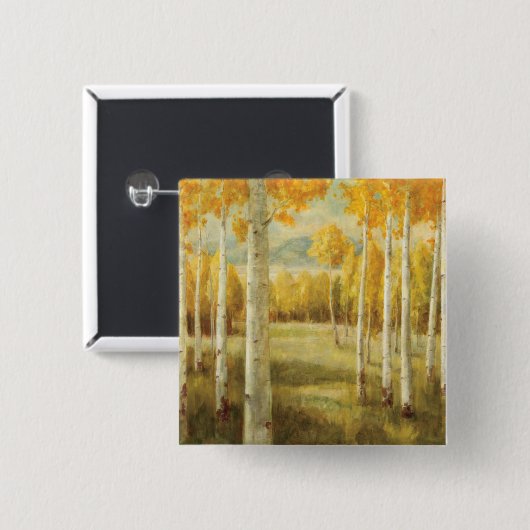 Aspens in het najaar vierkante button 5,1 cm (Voorkant /achterkant)