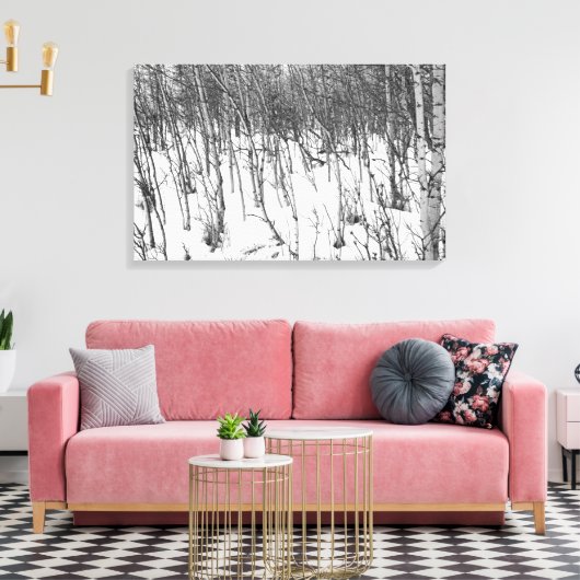 Aspens in Sneeuw Canvas kunst print (Insitu (Woonkamer))