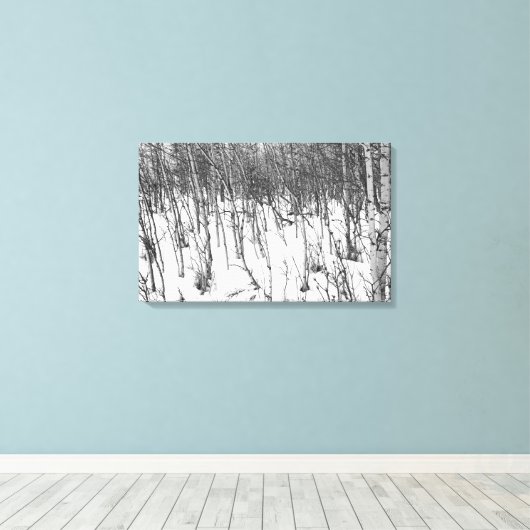 Aspens in Sneeuw Canvas kunst print (Insitu (Houten vloer))