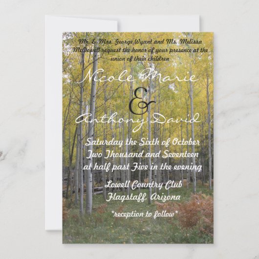 Aspen's Yellow Glow-uitnodiging Kaart (Voorkant)