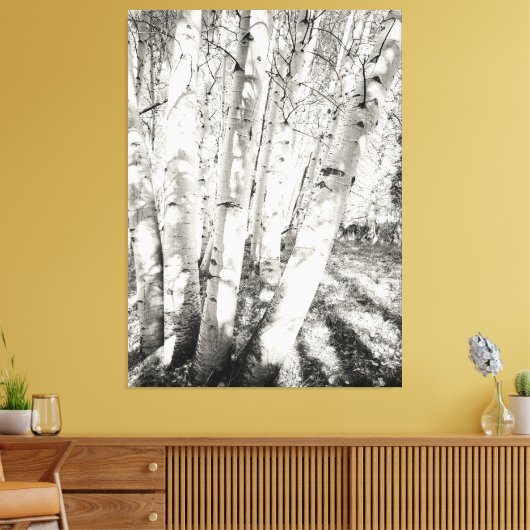 Aspens zwart-wit canvas afdruk (Insitu (Woonkamer))