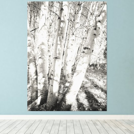 Aspens zwart-wit canvas afdruk (Insitu (Houten vloer))