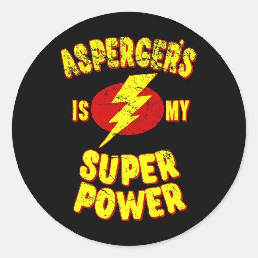 Asperger is mijn superkracht ronde sticker (Voorkant)