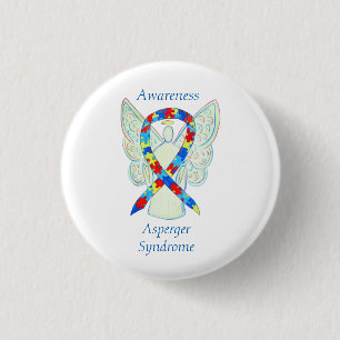 Asperger Syndroom Angel Puzzle Ribbon Pins Ronde Button 3,2 Cm