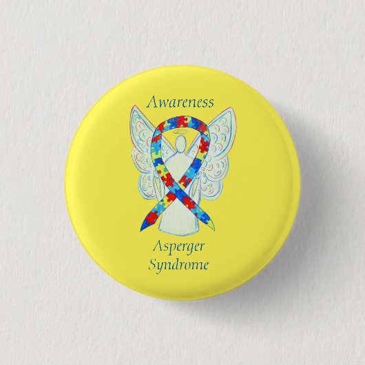 Asperger Syndroom Angel Puzzle Ribbon Pins Ronde Button 3,2 Cm (Voorkant)
