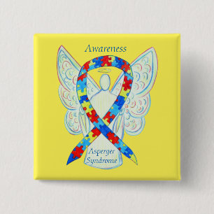 Asperger Syndroom Angel Puzzle Ribbon Pins Vierkante Button 5,1 Cm