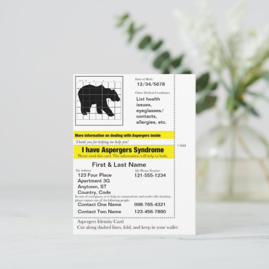 Aspergers Information Kaart v.2.0 (Staand voorkant)