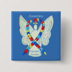 Aspergerziekte Angel Puzzle Ribbon Pins Vierkante Button 5,1 Cm