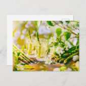 Asperges likeur met citroen en bloemen feestdagenkaart (Voorkant / Achterkant)