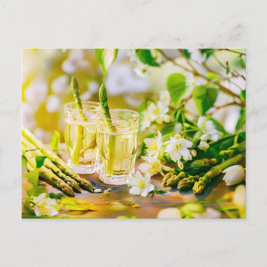 Asperges likeur met citroen en bloemen feestdagenkaart (Voorkant)