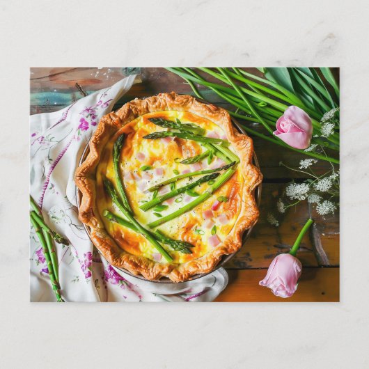 Asperges Quiche met kaas en kruiden Feestdagenkaart (Voorkant)