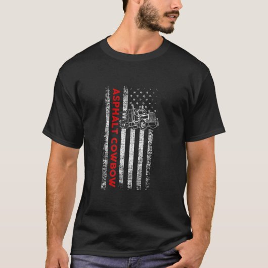 Asphalt Cowboy Patriotic TruckerAmerican Fla T-shirt (Voorkant)
