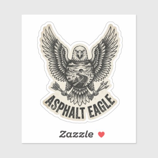 Asphalt Eagle Woestijn Weg Wielrenner Sticker (Vel)