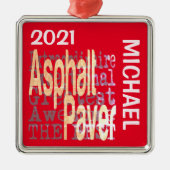 Asphalt Paver Extraordinaire CUSTOM Metalen Ornament (Voorkant)