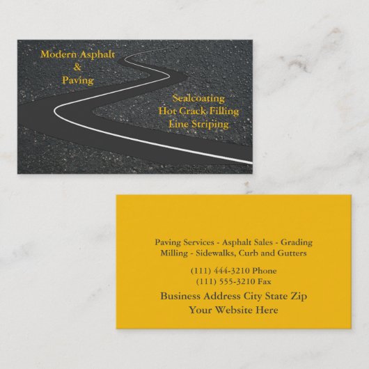 Asphalt & Paving / Driveway Construction Services Visitekaartje (Voorkant / Achterkant)