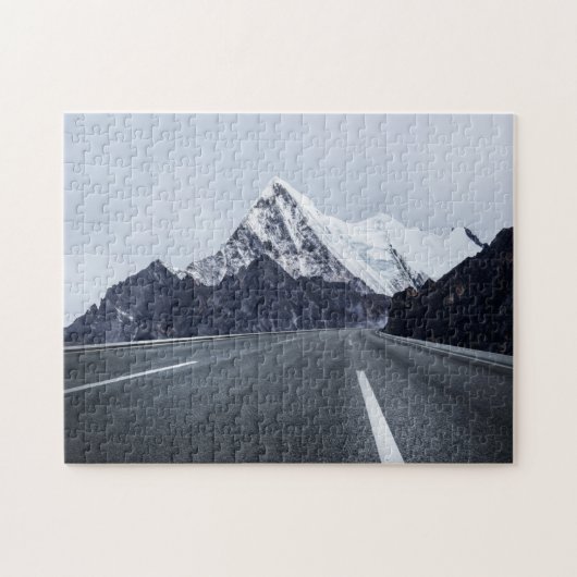 Asphalt Road voor Snow Mountain Legpuzzel (Horizontaal)
