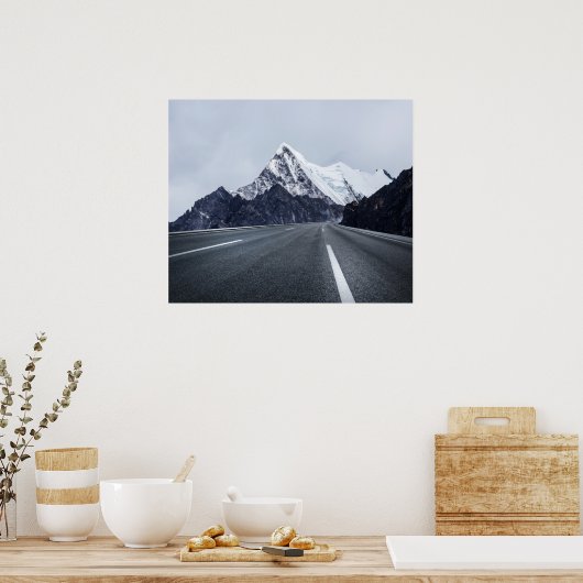 Asphalt Road voor Snow Mountain Poster (Keuken)