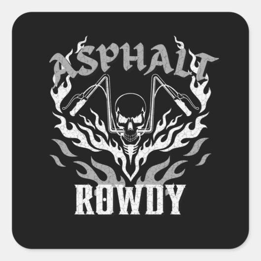 Asphalt Rowdy Motorcycle Biker Skull Tribal Flame Vierkante Sticker (Voorkant)