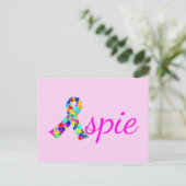 Aspie Cute Pink Asperger Syndroom Ribbon Briefkaart (Staand voorkant)