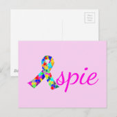 Aspie Cute Pink Asperger Syndroom Ribbon Briefkaart (Voorkant / Achterkant)