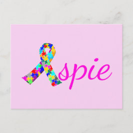 Aspie Cute Pink Asperger Syndroom Ribbon Briefkaart