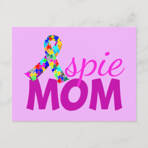 Aspie mama  Roze Ribbon Asperger Moederdag Briefkaart