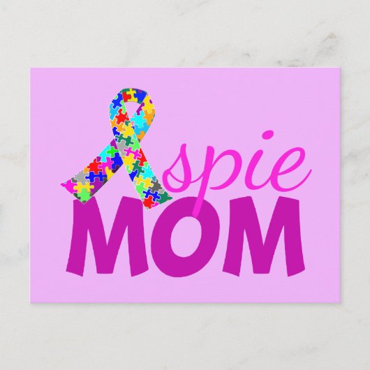Aspie mama  Roze Ribbon Asperger Moederdag Briefkaart (Voorkant)