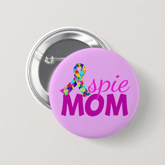 Aspie mama  Roze Ribbon Asperger Moederdag Ronde Button 5,7 Cm (Voorkant /achterkant)