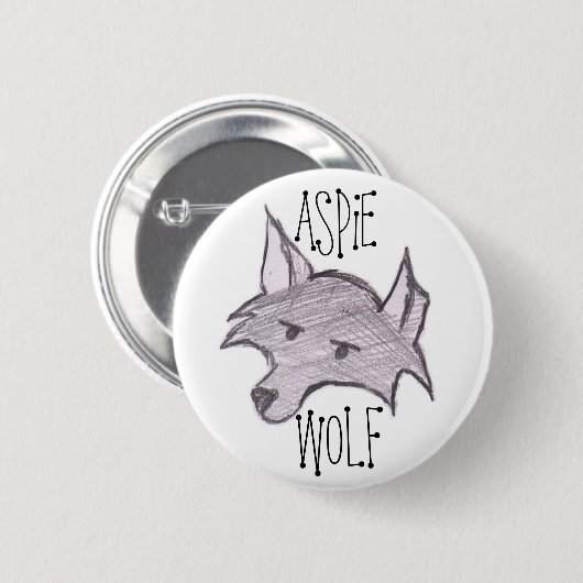 Aspie Wolf Button (Voorkant /achterkant)