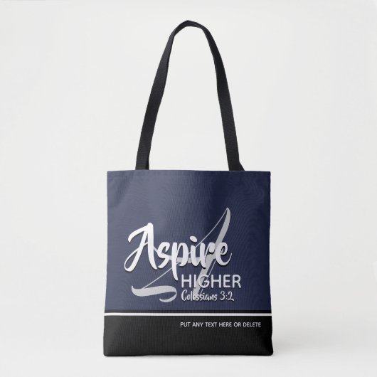 ASPIRE HIGHER Inspirerend christelijk NAVY Tote Bag (Voorkant)
