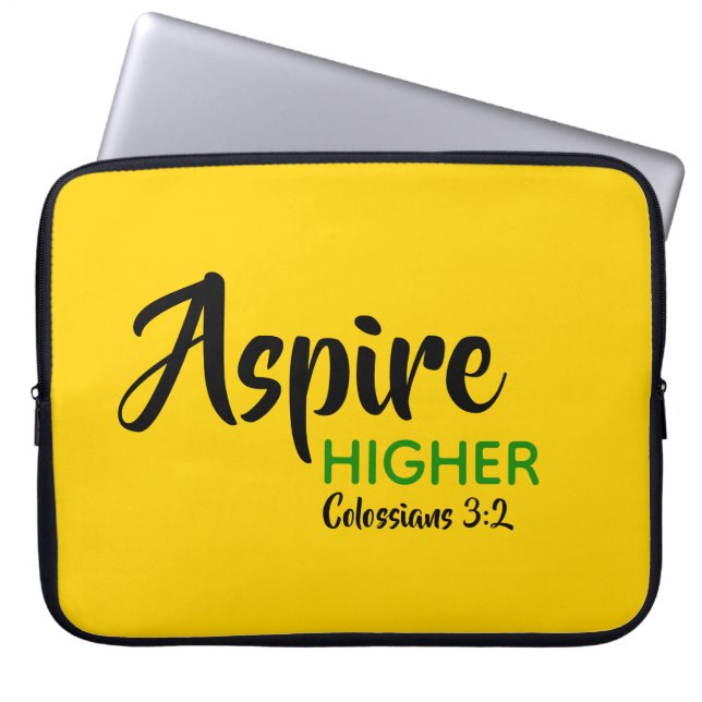ASPIRE HOGER Geel Inspirerend Christelijk Laptop Sleeve (Voorkant)